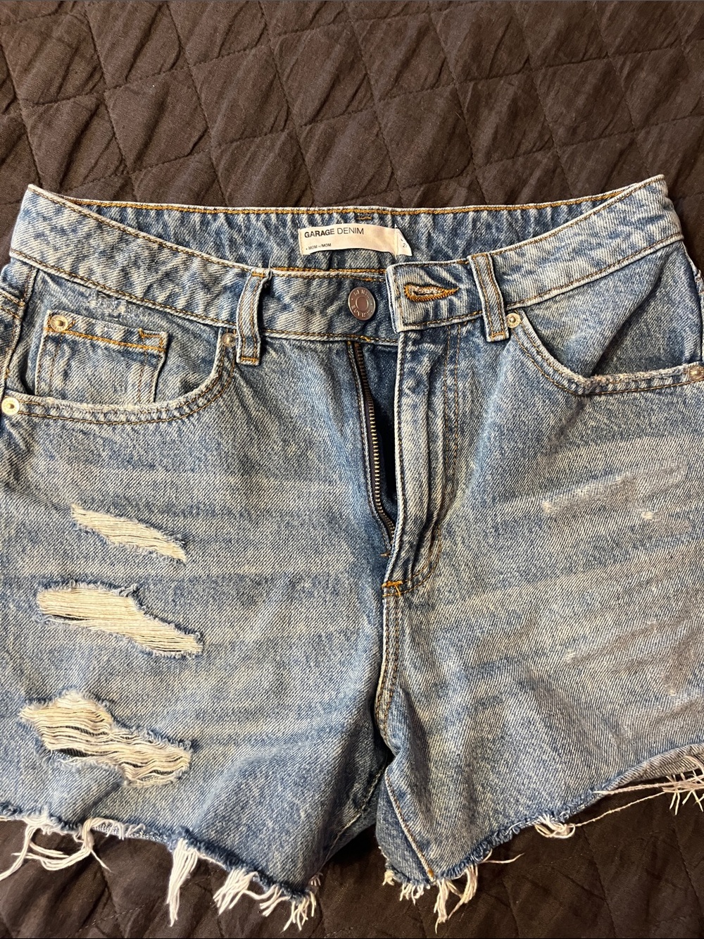 Garage Light Blue Distressed Denim Shorts